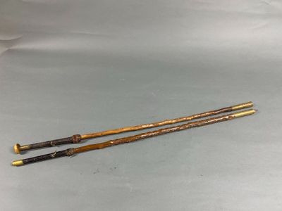 two old canes are sitting next to each other on a table