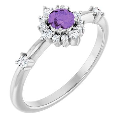 Bague en améthoraite et diamants, en or blanc 14 carats