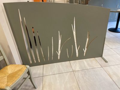 3 paravents décoratifs gris-vert en panneau composite, décou… - Photo 1