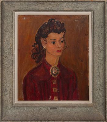 ECOLE MODERNE (XXe), « Portrait de femme », Huile sur toile. Usures et - Photo 1