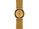 une montre-bracelet pour femme en or jaune 18 carats et émail bleu