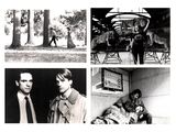 several black and white photos of a man and a woman in a park
