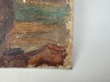 a painting of a man holding a baseball bat on a wall