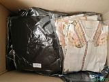 a box full of clothes that are sitting in it