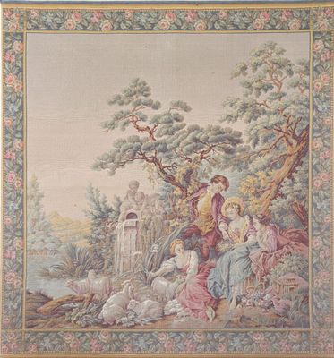 BRODERIE sur châssis à la manière d'une tapisserie du XVIIIe…