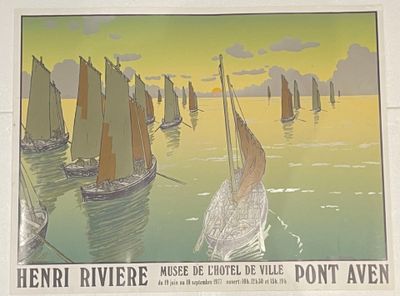 a picture of a painting of boats in the water