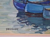 a painting of a couple of boats in the water