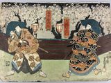 two asian women dressed in traditional clothing and holding umbrellas