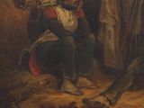 an image of a painting of a man in a crown sitting in a cave