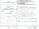 a green and white document with a picture of a person on it