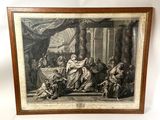 a framed picture of a painting of a group of people sitting around a table