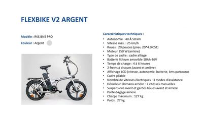 1 vélo électrique FLEXBIKE V2 - Modèle : RKS BN5 PRO