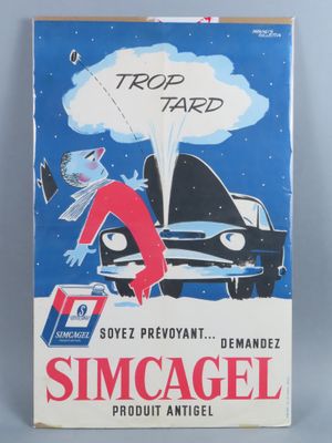 Une publicité pour Simcagel est affichée sur un mur