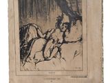 un vieux livre sur lequel figure le dessin d'un homme et d'une femme allongés sur un lit