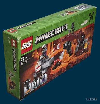 a box of legos on a blue background