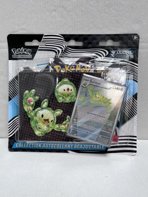 a bag of pokemon cards and a card holder in it