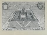 drawing of a plan of a palace in the middle of a field