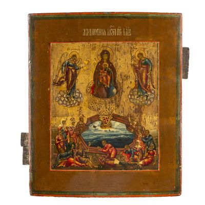 une icône russe ancienne représentant la Nativité de la Sainte Famille