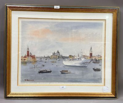 JP REMON - Vue de Venise Lithographie en couleur