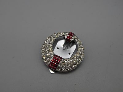 Clip fantaisie rond de style Art Déco en strass imitant le d…