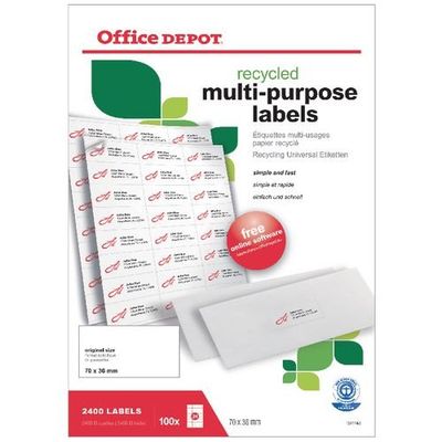 OFFICE DEPOT - Étiquettes multi-usages recyclées - 70x36mm -…
