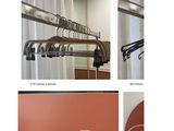 four different pictures of clothes hanging on a rack