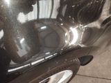 a close up of a car ' s front bumper with a cat on it