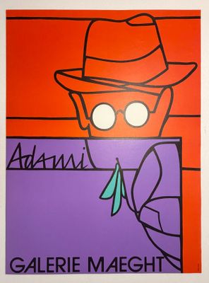 un tableau représentant un homme portant un chapeau et des lunettes