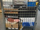 a metal cart with a bunch of items in it