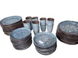 a lot of plates and cups sitting on a table