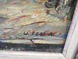 un tableau représentant un chat assis sur un rebord de fenêtre
