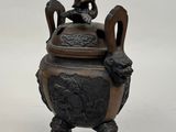 chinese bronze incense burner with dragon and bird decoration