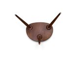 the wall clock is made of wood and has two horns on each side