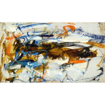 abstract painting of a horse and a cow in a field