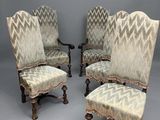 lot de six chaises anciennes rembourrées avec assise rembourrée, dossier rembourré, accoudoirs rembourrés, etc.