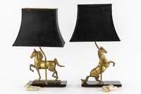 Deknudt (attribué) : paire de lampes de table en bronze repr… (photo 5)
