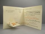 a card with a picture of a piece of food inside of it