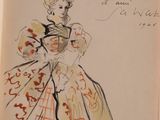 drawing of a woman in a dress with writing on it