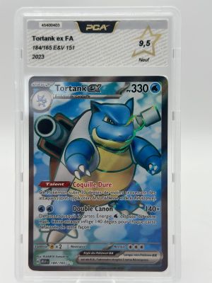 a close up of a pokemon card in a plastic case