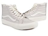 grey and white high top sneakers on a white background