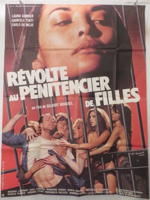 une affiche de film représentant une femme dans une cage, avec d'autres femmes derrière elle
