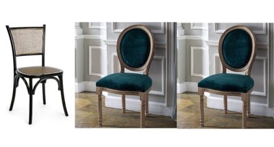 deux photos d'une chaise et d'une chaise avec un coussin