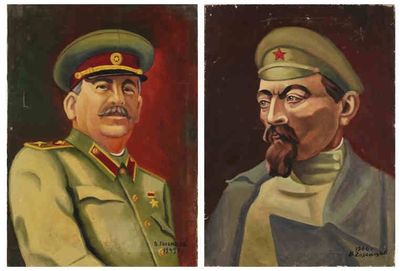 tableau représentant deux portraits d'hommes en uniforme militaire