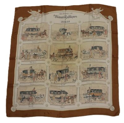 a picture of a scarf with pictures of horses and carriages on it