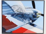a picture of a painting of a plane on the wall