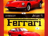 deux affiches représentant une voiture de sport rouge et une voiture de sport rouge
