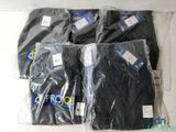 four pairs of men ' s shirts wrapped in plastic bags