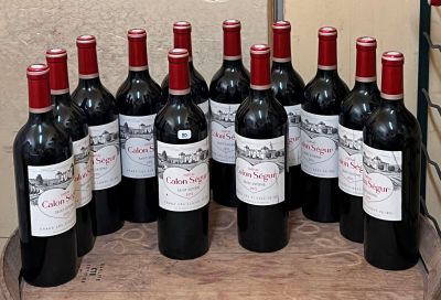 Plusieurs bouteilles de vin rouge sont alignées sur un plateau en bois