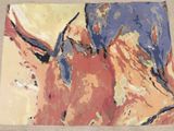 a picture of a painting of a bull on the ground