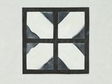 une image représentant une peinture en noir et blanc d'une fenêtre carrée